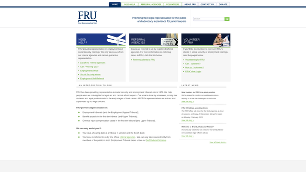 Screenshot of the Free Representation Unit website