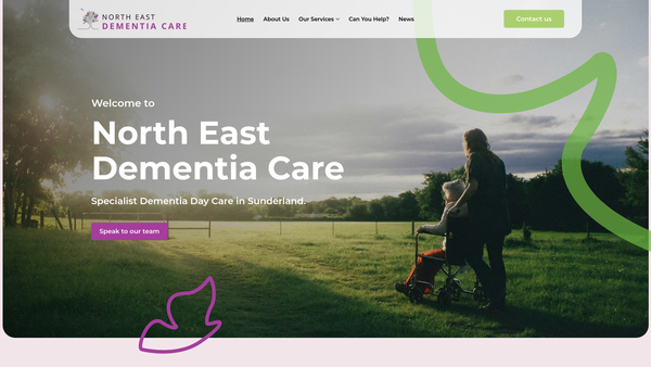 Screenshot of the North East Dementia Care (Sunderland) CIO website