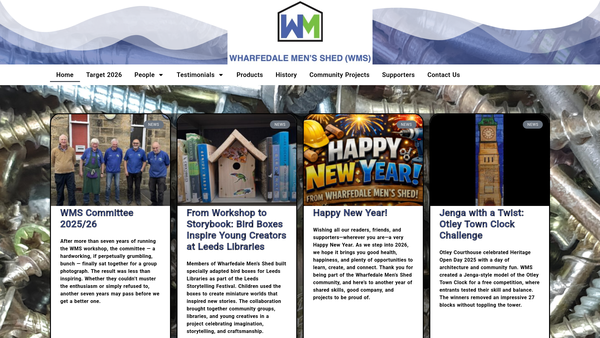 Screenshot of the Wharfedale Men's Shed website