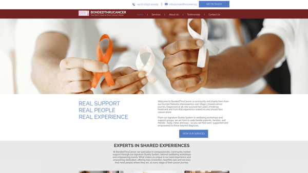 Screenshot of the Bonded Thru Cancer website