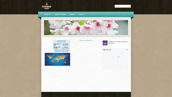 Screenshot of the Chabad On Campus Manchester website