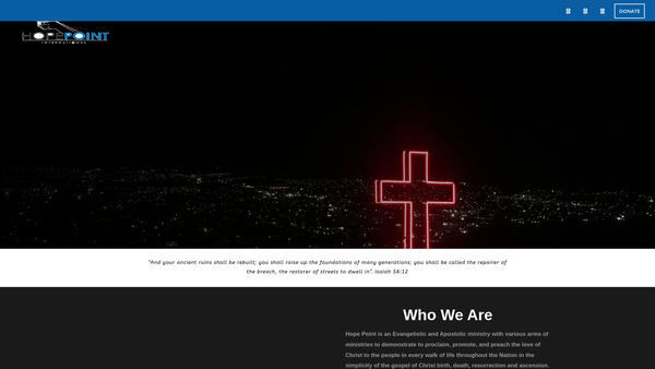 Screenshot of the Hope Point Intl website