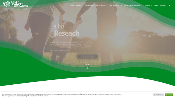 Screenshot of the Essex Cancer Research website