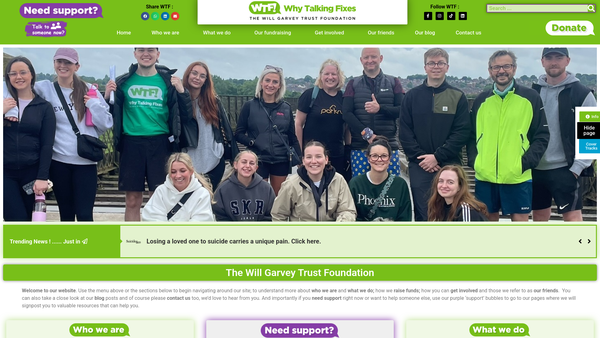 Screenshot of the The Will Garvey Trust Foundation website