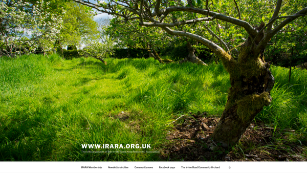 Screenshot of the Irvine Road Community Orchard website