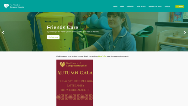 Screenshot of the Friends Of Conquest Hospital CIO website