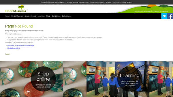 Screenshot of the Ashburton History Museum website