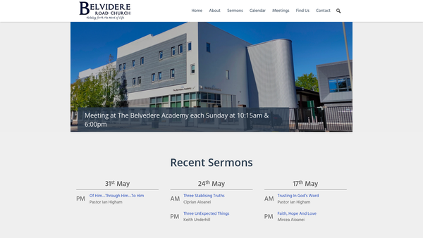 Screenshot of the Belvidere Road Church, Liverpool website