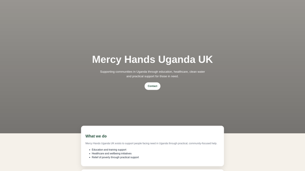 Screenshot of the Mercy Hands Uganda UK website