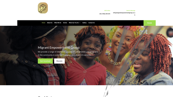 Screenshot of the Migrant Empowerment Group website