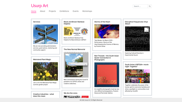 Screenshot of the Usurp Art website