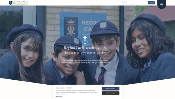 Screenshot of the Regina Caeli UK website