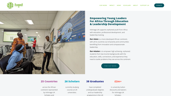Screenshot of the Ashinaga Association In The UK website