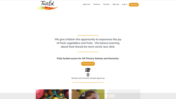 Screenshot of the Tasted website