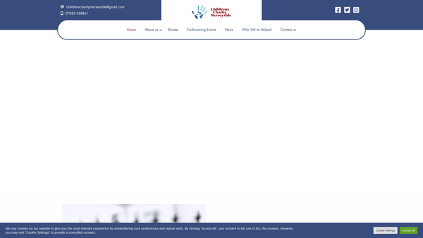 Screenshot of the Children’s Charity Merseyside CIO website
