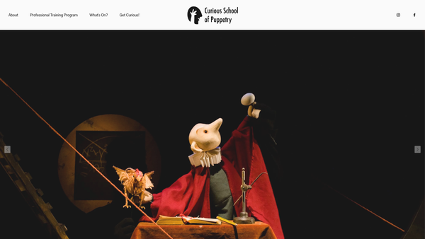 Screenshot of the Curious School Of Puppetry website