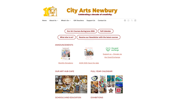 Screenshot of the City Arts Newbury website