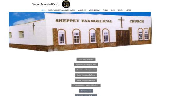 Screenshot of the Sheppey Evangelical Church website