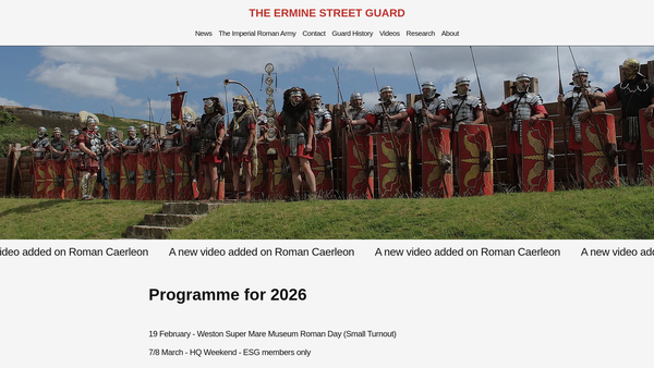 Screenshot of the The Ermine Street Guard website