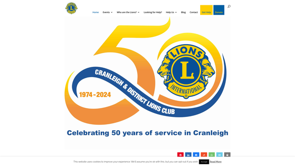 Screenshot of the Cranleigh And District Lions Club (CIO) website