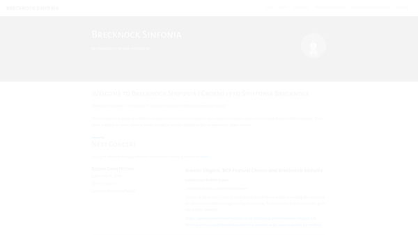 Screenshot of the Brecknock Sinfonia Trust website