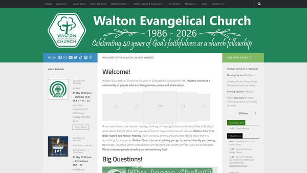 Screenshot of the Walton Evangelical Church website