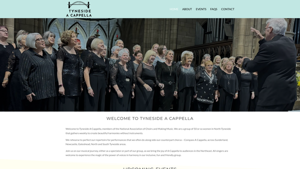 Screenshot of the Tyneside A Cappella website