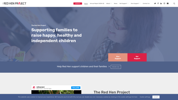 Screenshot of the The Red Hen Project website
