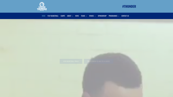 Screenshot of the London Thunder Basketball Club website