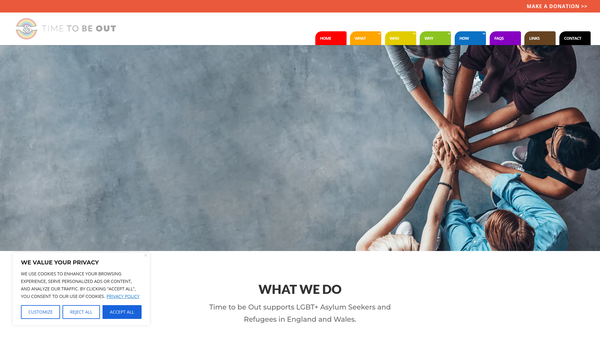 Screenshot of the Time To Be Out website