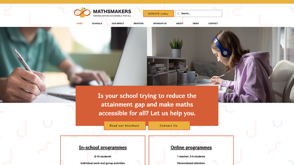 Screenshot of the Mathsmakers website