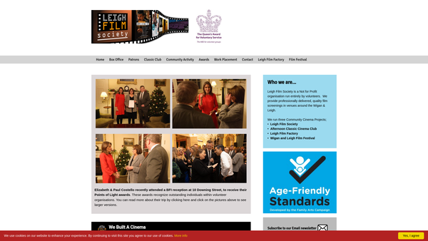 Screenshot of the Leigh Film Society C.I.O. website