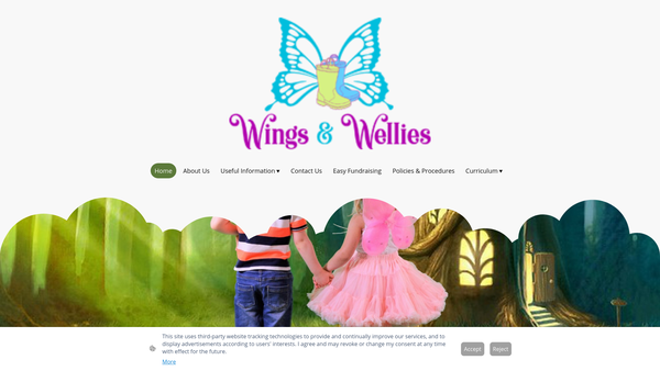 Screenshot of the Wings & Wellies website