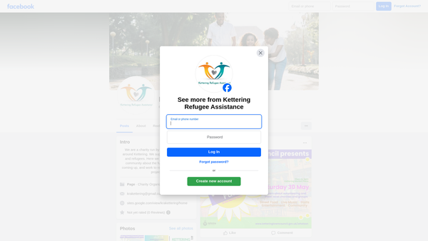 Screenshot of the Kettering Refugee Assistance website