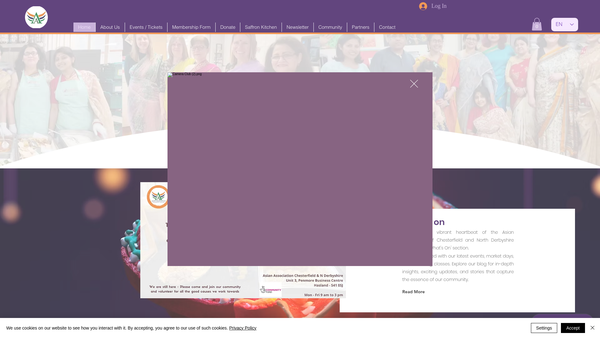 Screenshot of the Asian Association Of Chesterfield & North Derbyshire website