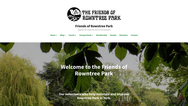 Screenshot of the Friends Of Rowntree Park website
