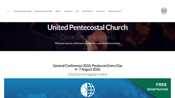 Screenshot of the The United Pentecostal Church Of Great Britain And Ireland website