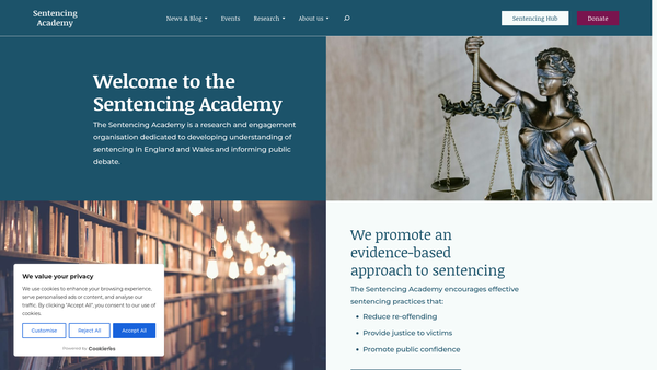 Screenshot of the Sentencing Academy website