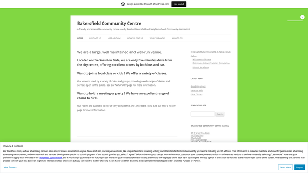 Screenshot of the Bakersfield And Neighbourhood Community Association website