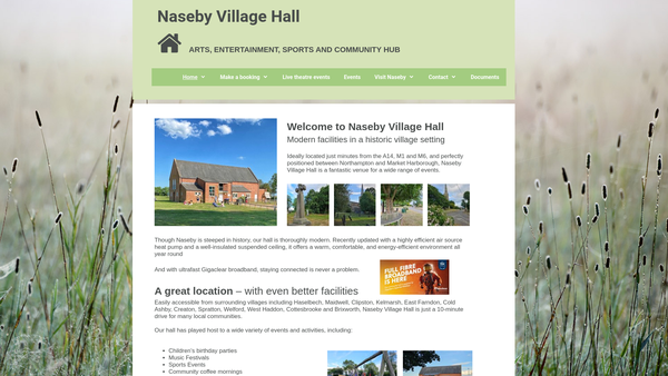 Screenshot of the Naseby Village Hall And Recreation Ground website