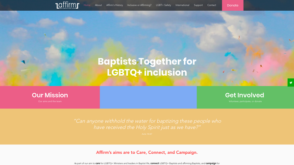 Screenshot of the Affirm: Baptists Together For LGBT+ Inclusion website