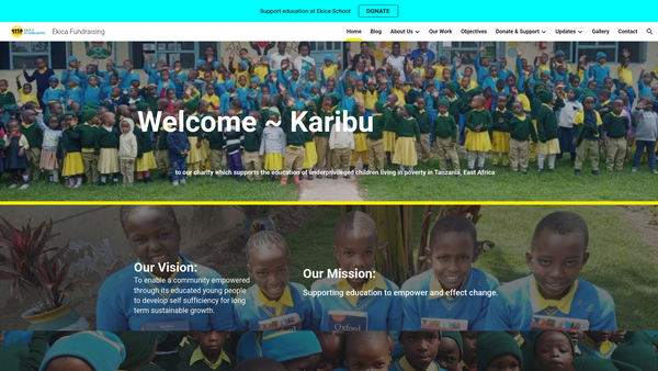 Screenshot of the Ekica Fundraising website