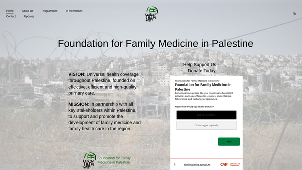 Screenshot of the Foundation For Family Medicine In Palestine website