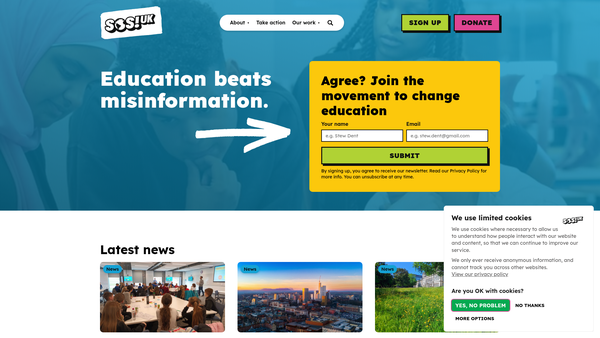 Screenshot of the Students Organising For Sustainability website