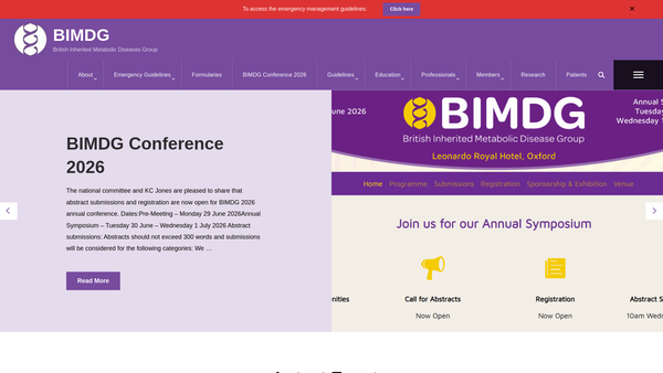 Screenshot of the The British Inherited Metabolic Disease Group website