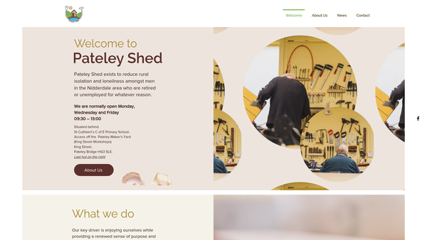 Screenshot of the Nidderdale And Pateley Bridge Men's Shed C.I.O. website