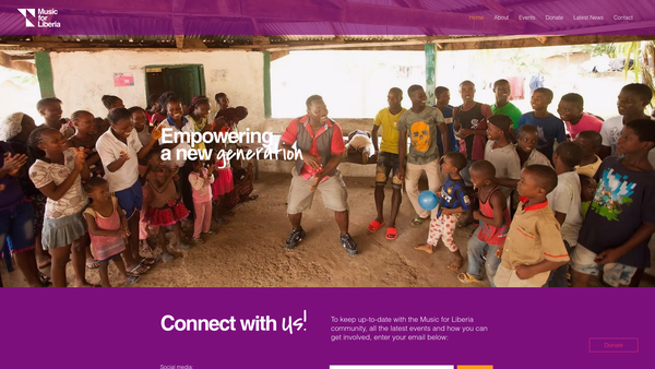 Screenshot of the Music For Liberia website