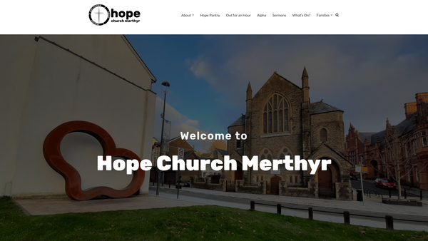 Screenshot of the Hope Church Merthyr website