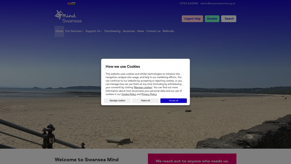 Screenshot of the Swansea Mind website