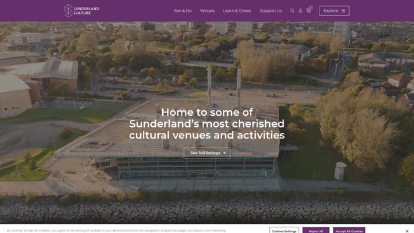 Screenshot of the Sunderland Culture Limited website
